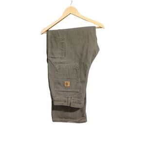 Carhartt Dungaree Fit Cargo Utility Jeans Olive Green Men's 36 X 34 Vintage